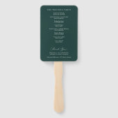 Éventail Programme de mariage vert émeraude floral français (Dos)