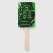 Éventail Programme de mariage Vert et Agate Argentée (Dos)