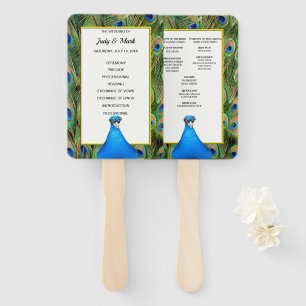 Éventail Programme De Mariage Vert Et Bleu Peacock