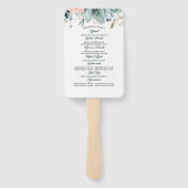 Éventail Programme de mariage vert et rose pâle (Dos)