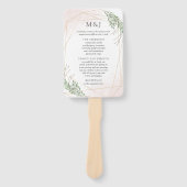 Éventail Programme de mariage vert Feuilles et blush (Devant)