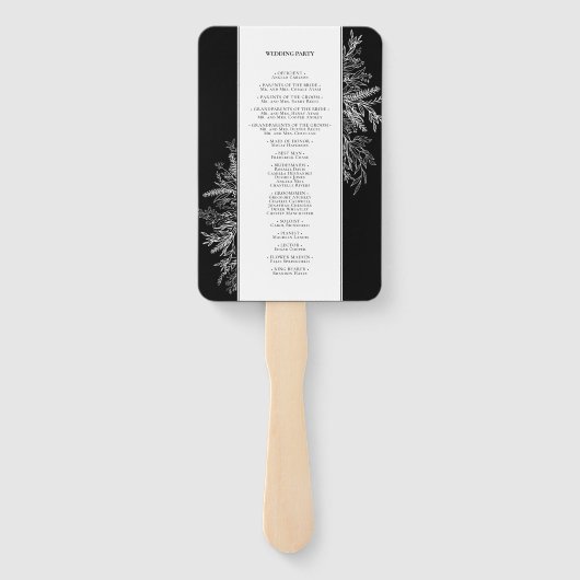 Éventail Programme de mariage vert noir et blanc (Dos)