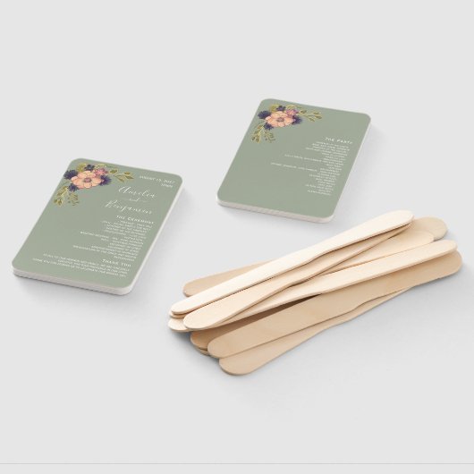 Éventail Programme de mariage vert Sage Ventilateur à main (Non-assemblé)