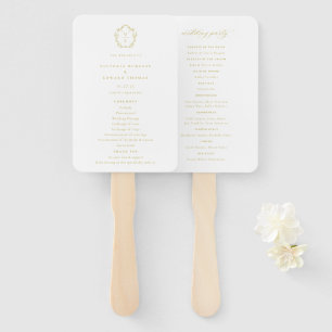 Éventail Programme de mariage vintage de monogramme de crêt