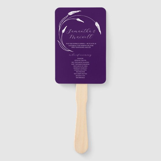 Éventail Programme de mariage violet Fan Floral Line Art (Devant)