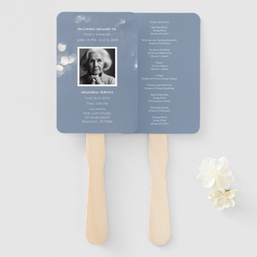 Éventail Programme de mémorial funéraire gris (Devant et derrière)