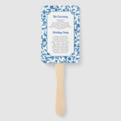 Éventail Programme de menu de mariage  Floral Bleu et Blanc (Dos)