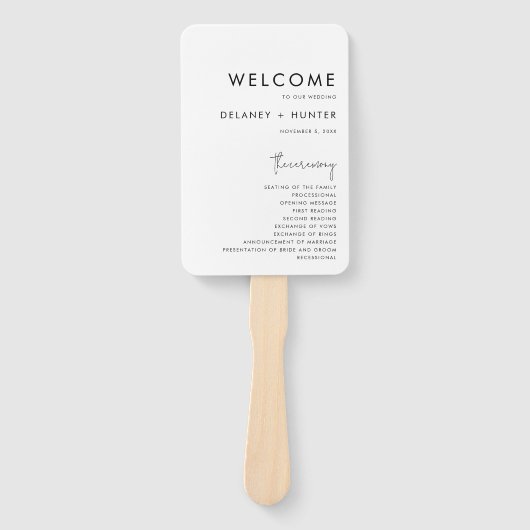 Éventail Programme de papier de mariage personnalisé minima (Devant)