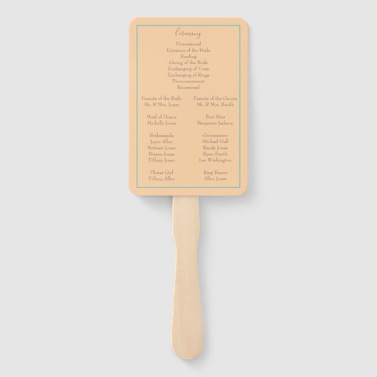 Éventail Programme de pêche tropicale et de mariage Turquoi (Dos)