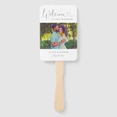 Éventail Programme de photo de mariage à l'écriture argenté (Devant)