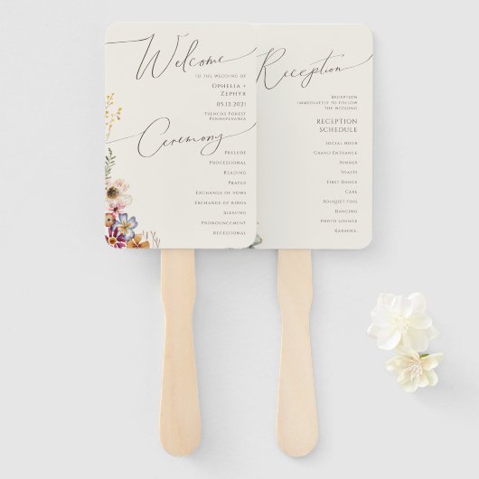 Éventail Programme de réception de la cérémonie des Fleurs  (Devant et derrière)