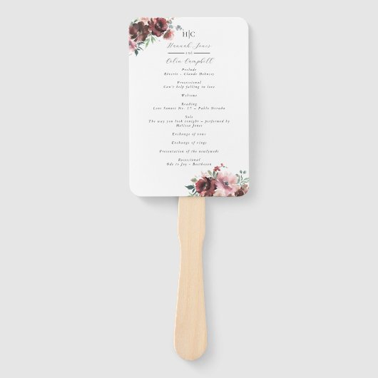 Éventail Programme de Rose et de pivoine de Bourgogne class (Devant)