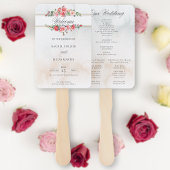 Éventail Programme de roses et calligraphie rose aquarelle