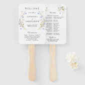 Éventail Programme de trame de couronne Fleur sauvage bleu  (Devant et derrière)