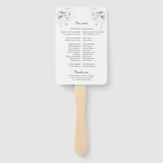 Éventail Programme de trame de couronne Fleur sauvage bleu  (Dos)