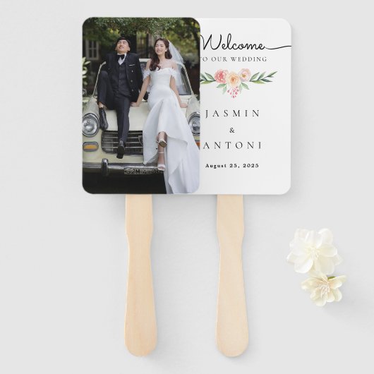 Éventail Programme de ventilateur de mariage avec photo per (Devant et derrière)