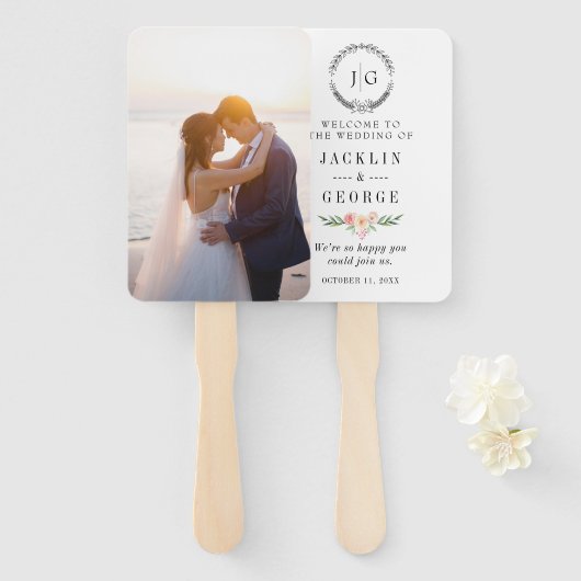 Éventail Programme de ventilateur de mariage avec photos pe (Devant et derrière)