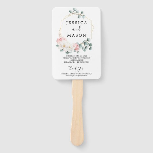 Éventail Programme de ventilateur de mariage de verdure flo (Devant)