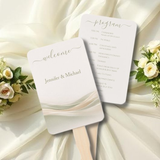 Éventail Programme de ventilateur de mariage en vert sauge