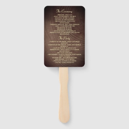 Éventail Programme de ventilateur de Mariage Rustic String (Dos)