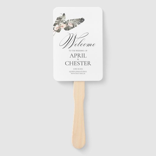 Éventail Programme de ventilateur de Mariage Tropical Palm  (Devant)