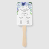 Éventail Programme de ventilateur Mariage Blue Hydrangea (Dos)