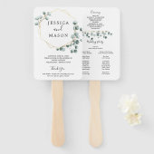 Éventail Programme de ventilateur Mariage Eucalyptus Green (Devant et derrière)