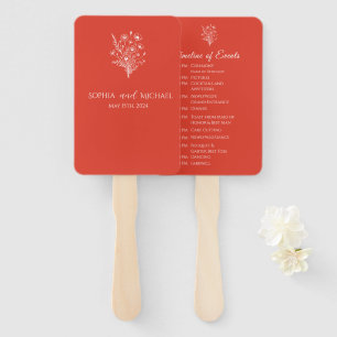 Éventail Programme d'Élégance-Mariage fleur sauvage - Rouge