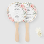 Éventail Programme Delicate Blush Rose Floral Gold Wedding (Devant et derrière)