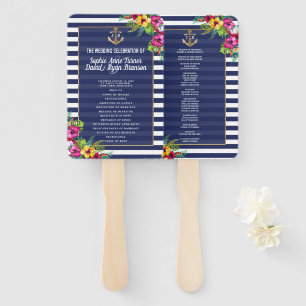 Éventail Programme des rayures bleues de la marine de Luau