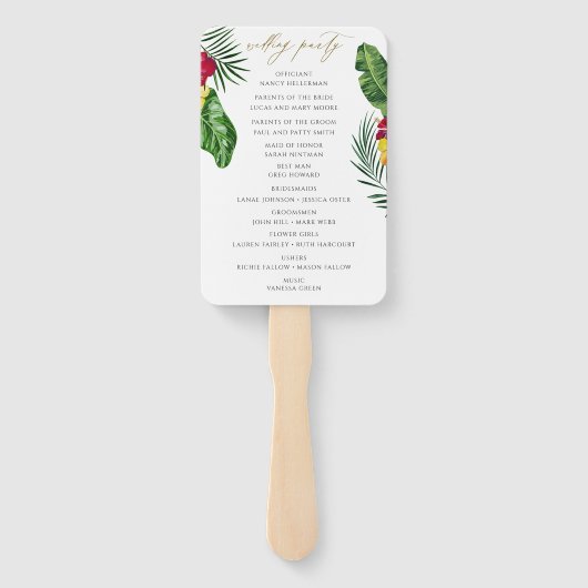 Éventail Programme des ventilateurs Mariages tropicaux (Dos)