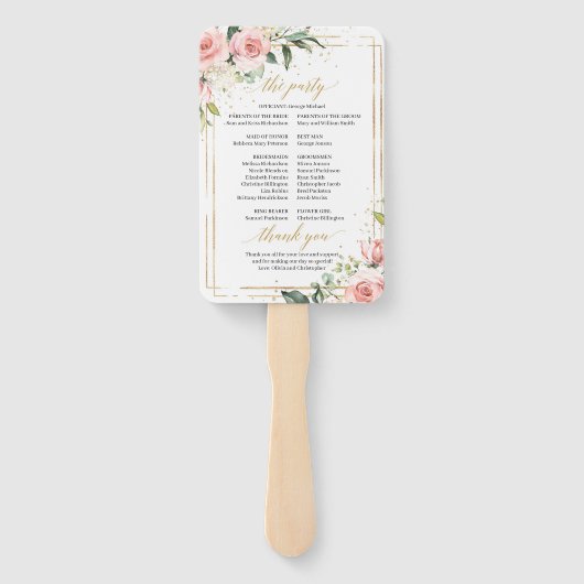 Éventail Programme d'or à l'eucalyptus de rose rousse rusti (Dos)