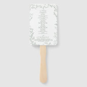 Éventail Programme Élégant de mariage Monogramme Sage Feuil (Dos)