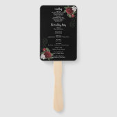 Éventail Programme Élégant Fleurs Bourguignon et Rose (Dos)