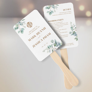 Éventail Programme et calendrier de mariage Eucalyptus Song