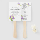 Éventail Programme Fleurs Lavande et Vertes Aquarelle (Devant et derrière)