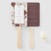 Éventail Programme Floral Crème Bohème Rustique Marsala (Devant et derrière)