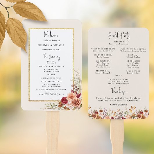 Éventail Programme Floral de Terracotta Automne Doré