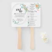 Éventail Programme floral élégant d'eucalyptus et de pêche (Devant et derrière)