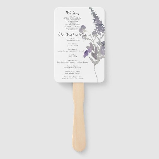 Éventail Programme Floral Fleur sauvage de lavande d'aquare (Dos)