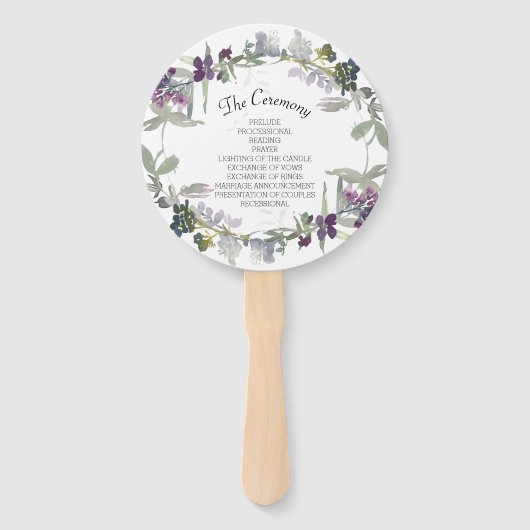 Éventail Programme Floral Fleur sauvage de lavande d'aquare (Dos)