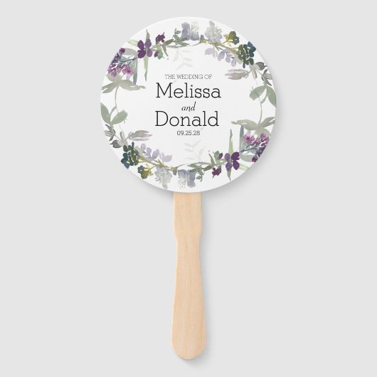 Éventail Programme Floral Fleur sauvage de lavande d'aquare (Devant)