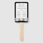Éventail Programme Formal Black & White Pearl Ribbon Weddin (Dos)