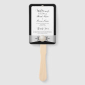 Éventail Programme Formal Black & White Pearl Ribbon Weddin (Devant)