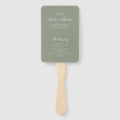 Éventail Programme Formal Sage Green & White Script Wedding (Devant)