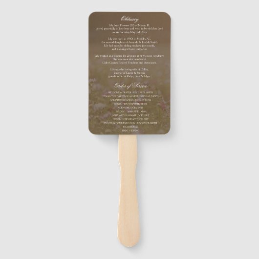 Éventail Programme funéraire des prairies | Dans la mémoire (Dos)