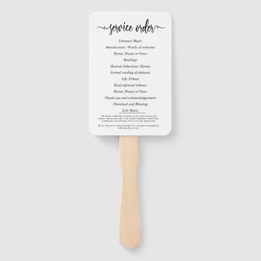 Éventail Programme funéraire photo dorée moderne (Dos)