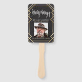 Éventail Programme funéraire photo dorée moderne (Devant)