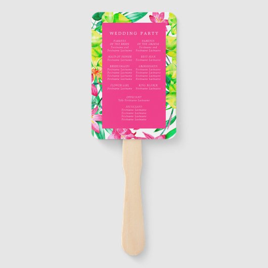 Éventail Programme Gras Floral Rose Aquarelle Mariage (Dos)
