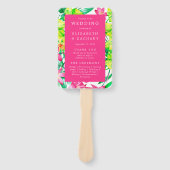 Éventail Programme Gras Floral Rose Aquarelle Mariage (Devant)